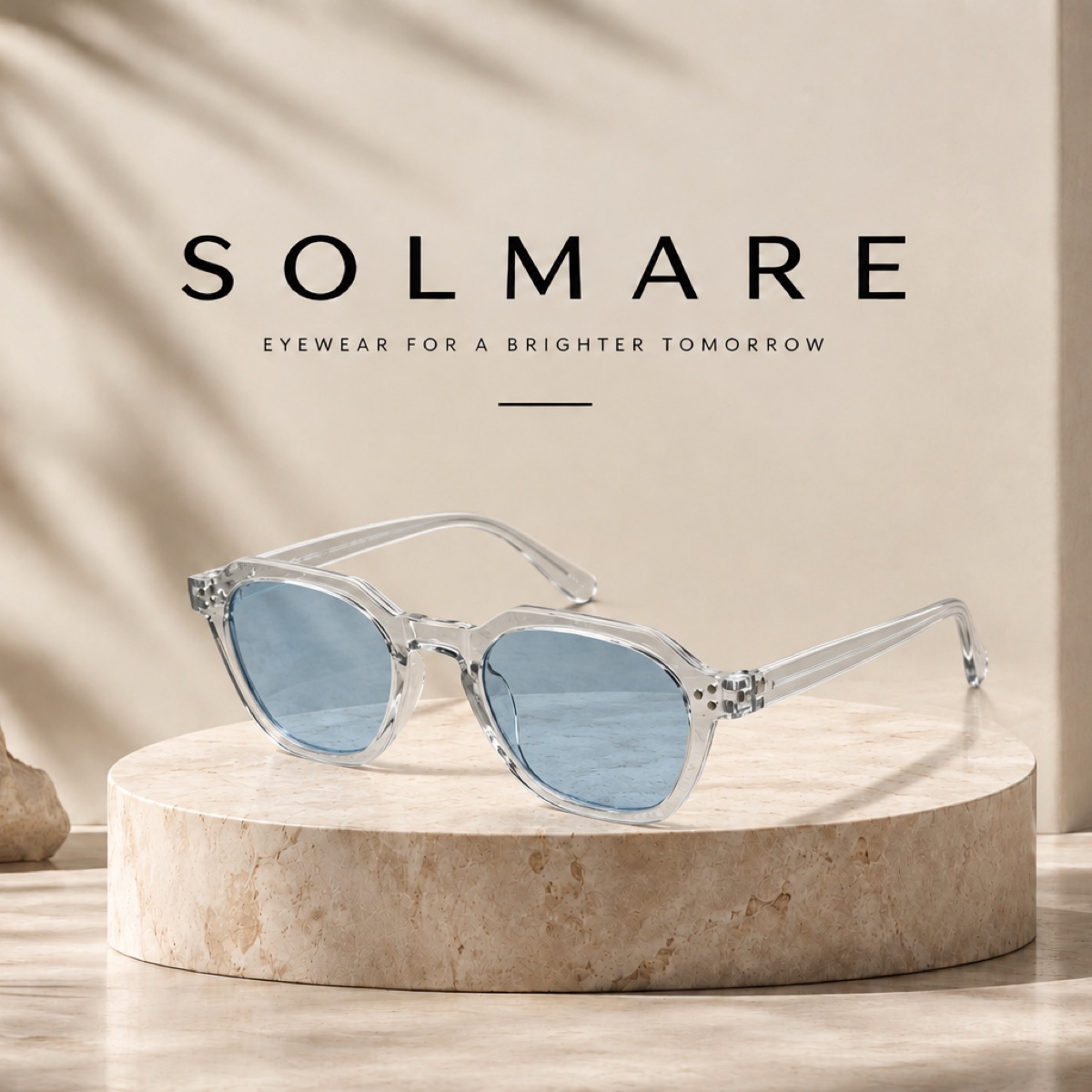 Solmare mod.01 en acetato cristal con lente azul claro