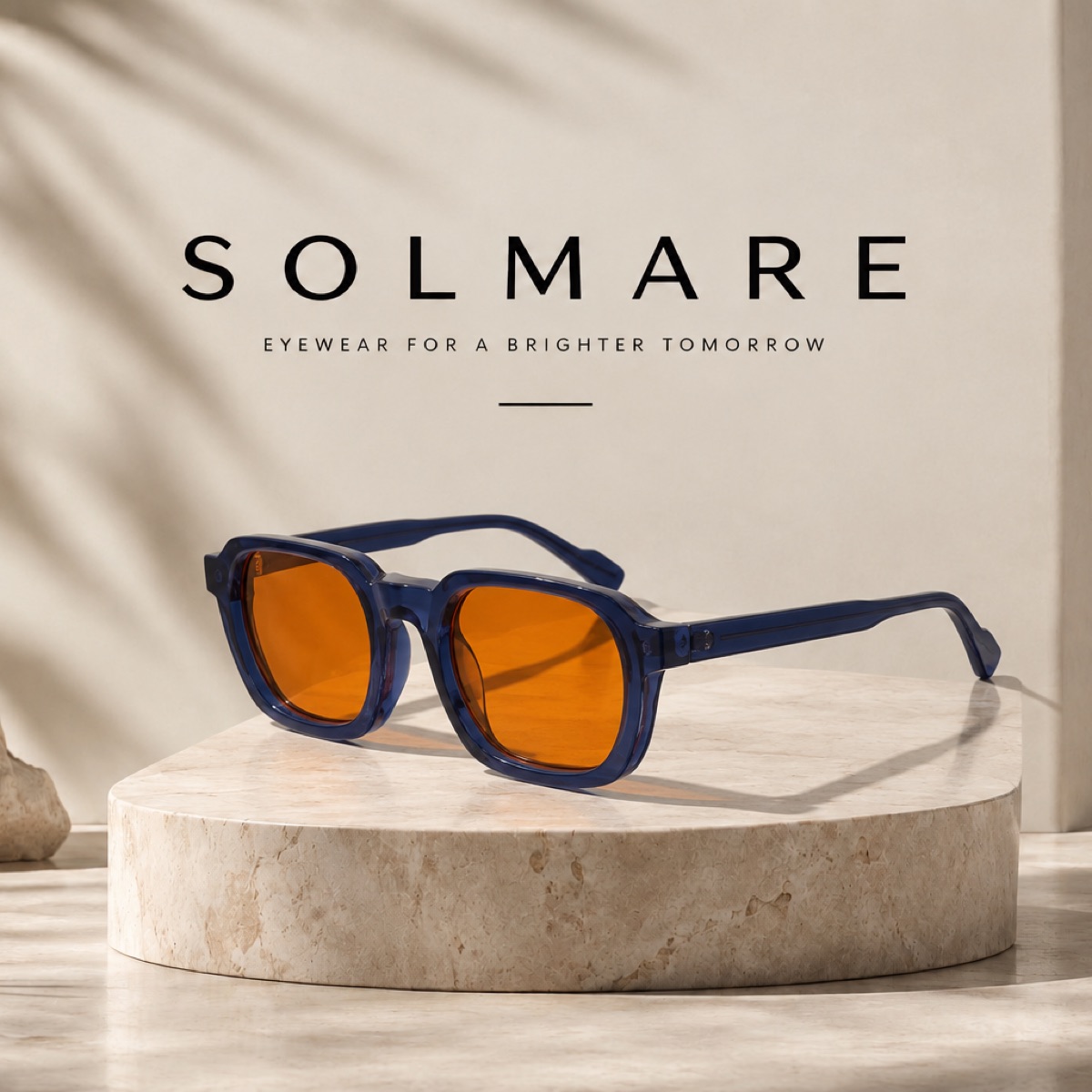 Solmare mod.04 en acetato azul marino con lente naranja